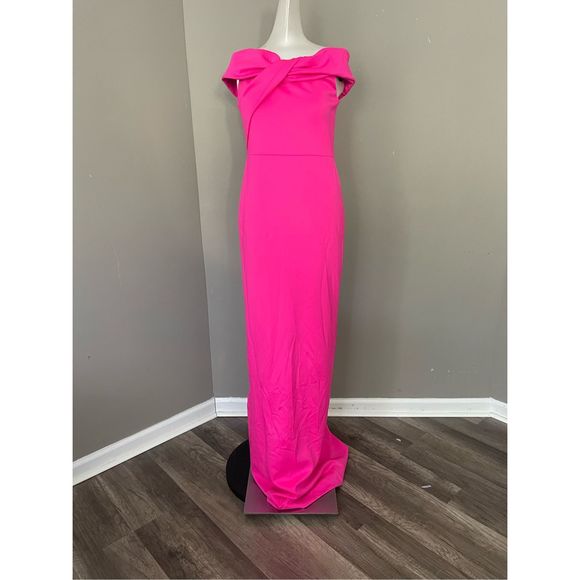 Black Halo Lilliana Draped Off-The-Shoulder Gown - Picture 2 of 7